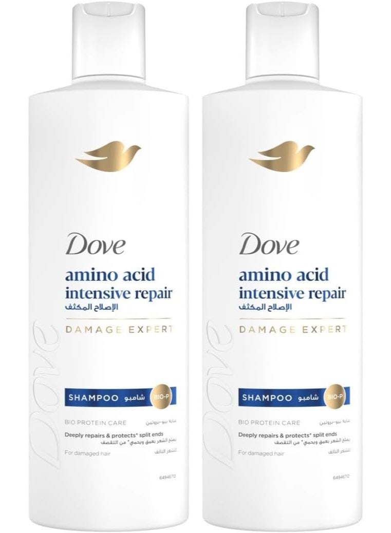 Dove Shampoo for Damaged Hair, Intensive Repair, 400ml (Pack of 2)
