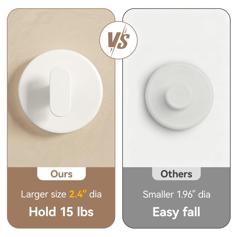 pickpiff Suction Cup Hooks for Shower: 15 LB Strong Wall Hanger for Bathroom, Front door, Glass, Window, RV, Holder for Towel, Christmas Wreath, Coat, Loofah, Waterproof & Reusable, Cream White 4-Pack - Image 4