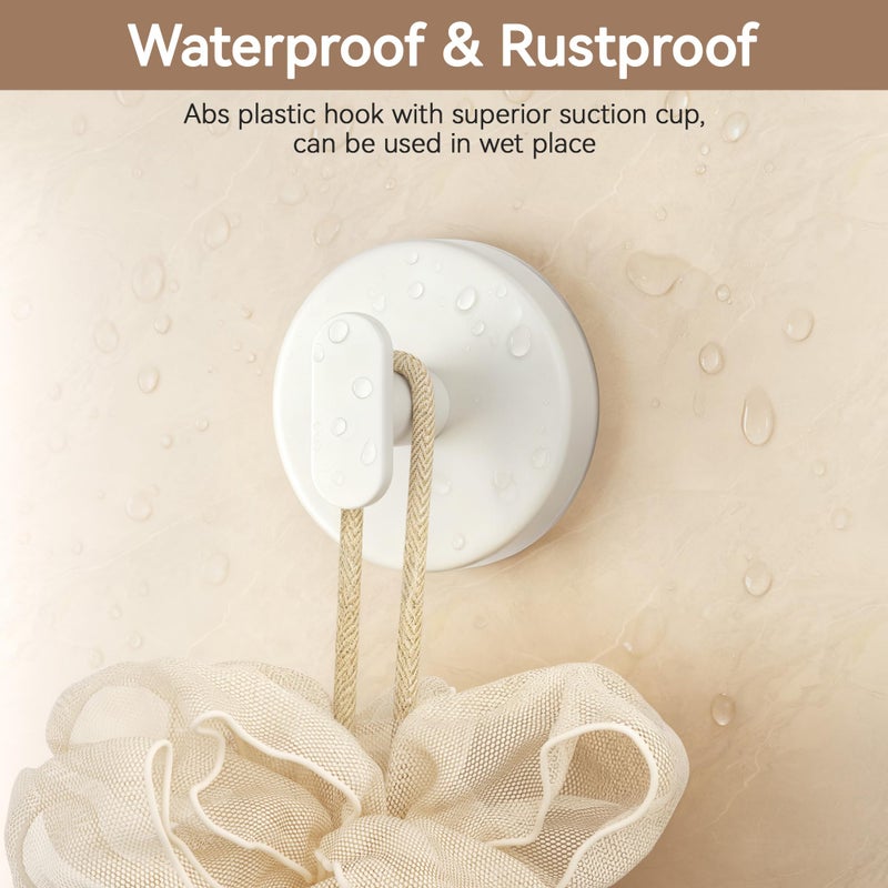 pickpiff Suction Cup Hooks for Shower: 15 LB Strong Wall Hanger for Bathroom, Front door, Glass, Window, RV, Holder for Towel, Christmas Wreath, Coat, Loofah, Waterproof & Reusable, Cream White 4-Pack - Image 5