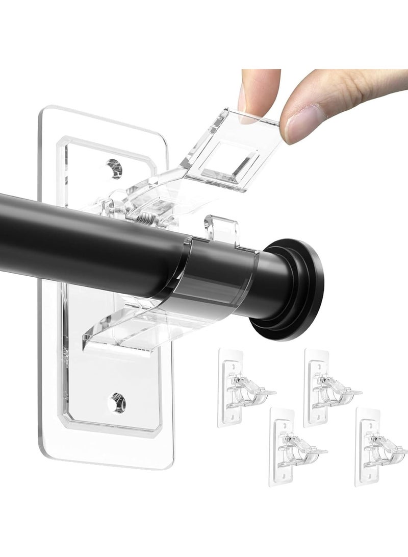 Relex 4 Pack Self Adhesive Rod Brackets, No Drill Needed Curtain Rod Holders, Nail Free Stick on Curtain Rod Hooks, Curtain Hangers for Bathroom, Bedroom, Livingroom, Hold up to 20lbs on Smooth Surface - Image 1