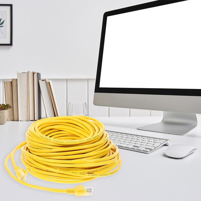 Cat 5e Ethernet Cable 20m Patch Cord Network Cable Yellow Unshielded High-Speed Computer Internet Wire for Home and Office Networking - Image 5