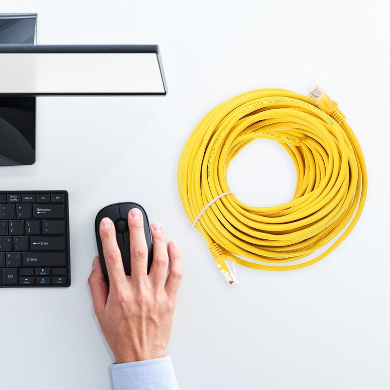 Cat 5e Ethernet Cable 20m Patch Cord Network Cable Yellow Unshielded High-Speed Computer Internet Wire for Home and Office Networking - Image 4
