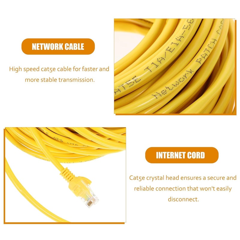 Cat 5e Ethernet Cable 20m Patch Cord Network Cable Yellow Unshielded High-Speed Computer Internet Wire for Home and Office Networking - Image 3