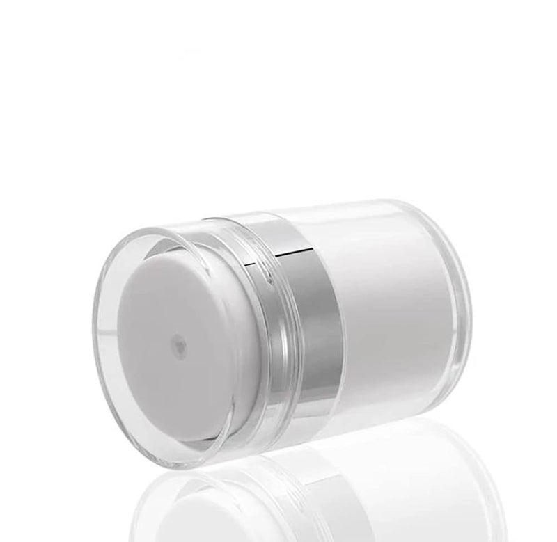 Furnido 2 Pack 1.7 oz Refillable Airless Pump Jars With Lid, Empty Acrylic Makeup Cosmetic Containers for Thick Moisturizer, Travel Lotion, Skincare, Cream,White - Image 3
