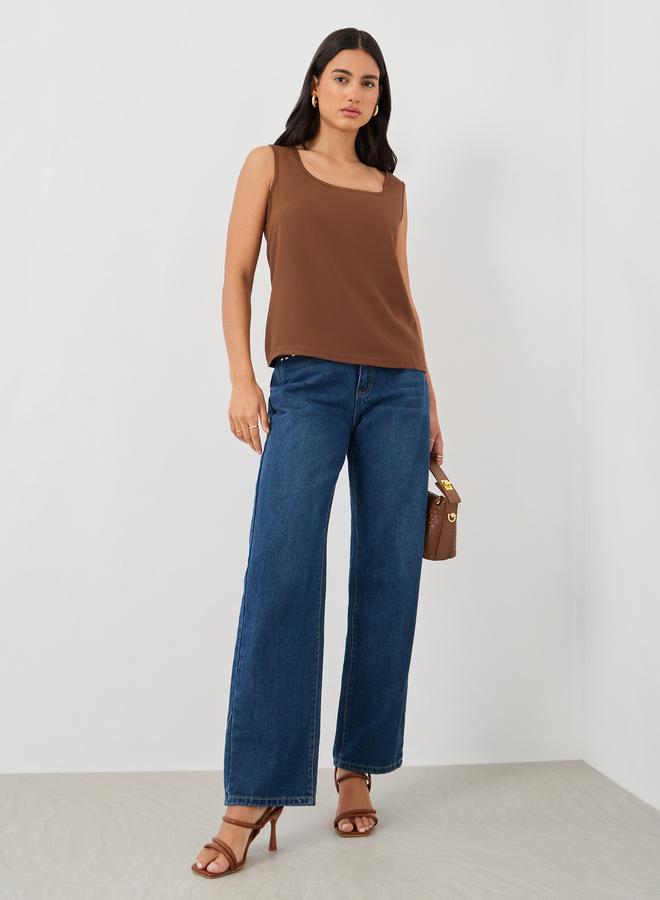 Styli Styli Solid Scoop Neck Sleeveless Top  - Image 2