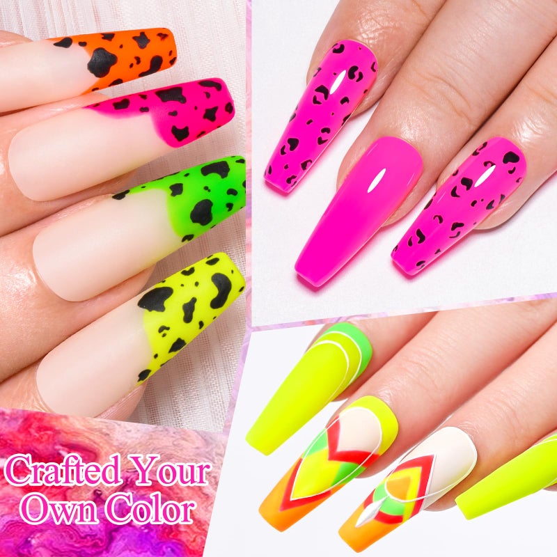 MEET ACROSS 12pcs Gel Nail Polish Set,Soak Off UV LED Lamp Gel Nail Polish Kit,Fashion Shimmer Nail Art Design Gifts for Women Manicure Salon (Neon series) - Image 3