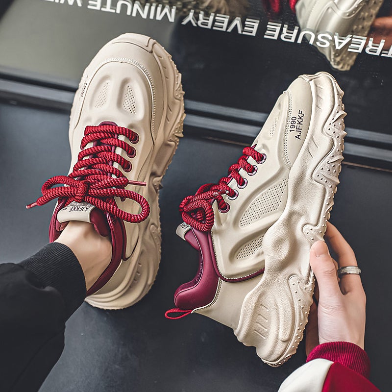 Trendy Men'S Shoes Fashion Brand Sports Casual Spring Hong Kong Style Thick-Soled Height-Increasing Dad Shoes - Image 2