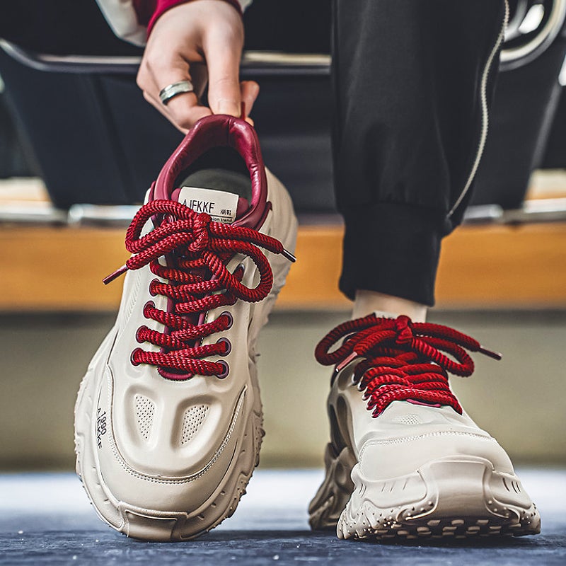 Trendy Men'S Shoes Fashion Brand Sports Casual Spring Hong Kong Style Thick-Soled Height-Increasing Dad Shoes - Image 3