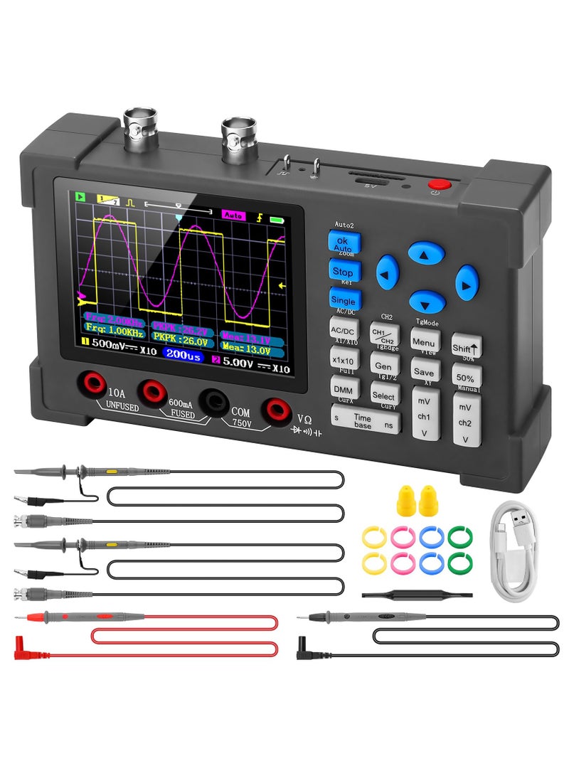 2-Channel LCD Handheld Digital Oscilloscope Kit - 3.2" TFT Display, 120MHz Bandwidth, 250MSa/s Sampling Rate, Mini Automotive Oscilloscope with Multimeter & Signal Generator, Portable Design. - Image 1
