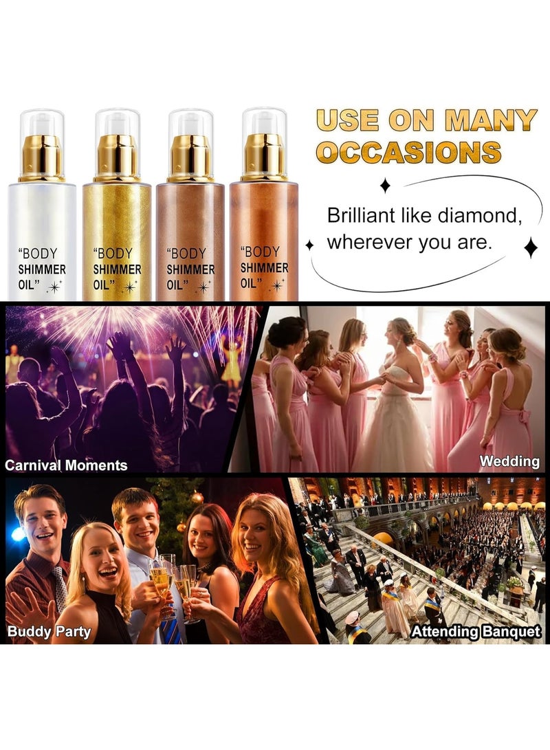IKZEE Body Shimmer Oil, 100 ML Moisturizing Long Lasting Body Glow Shimmer Lotion for Women, Waterproof Liquid Luminizer, Glitter Oil Highlighter Summer Glowing Makeup (Bronze Gold#03) - Image 5