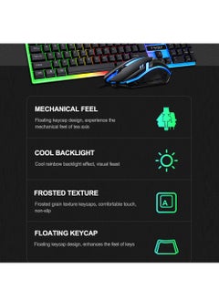 T-WOLF Gaming Keyboard and Mouse Combo - 104-Key Compact RGB Backlit Gaming Keyboard with Mechanical Feel, Floating Keycaps, Splash-Proof Design & RGB Mouse with Adjustable Weight, USB Optical Mouse for PC/Laptop  - Image 5