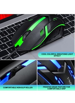 T-WOLF Gaming Keyboard and Mouse Combo - 104-Key Compact RGB Backlit Gaming Keyboard with Mechanical Feel, Floating Keycaps, Splash-Proof Design & RGB Mouse with Adjustable Weight, USB Optical Mouse for PC/Laptop  - Image 3