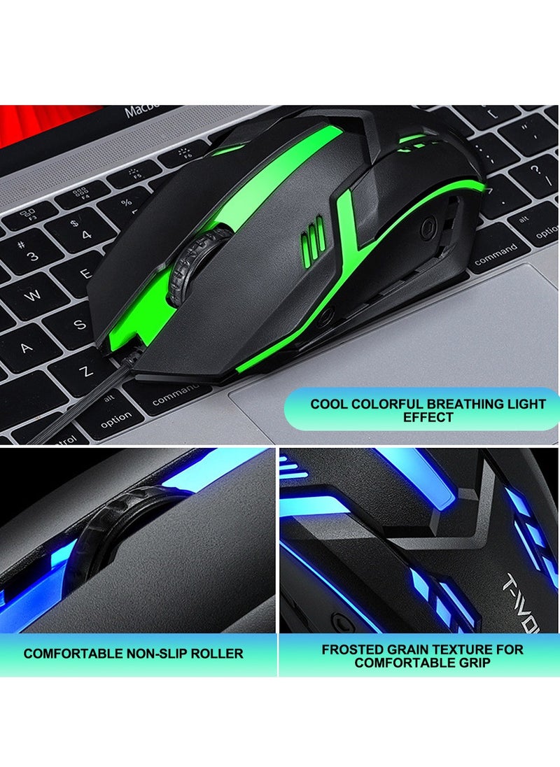 T-WOLF - Gaming Keyboard and Mouse Combo - 104-Key Compact RGB Backlit Gaming Keyboard with Mechanical Feel, Floating Keycaps, Splash-Proof Design & RGB Mouse with Adjustable Weight, USB Optical Mouse for PC/Laptop - Image 1