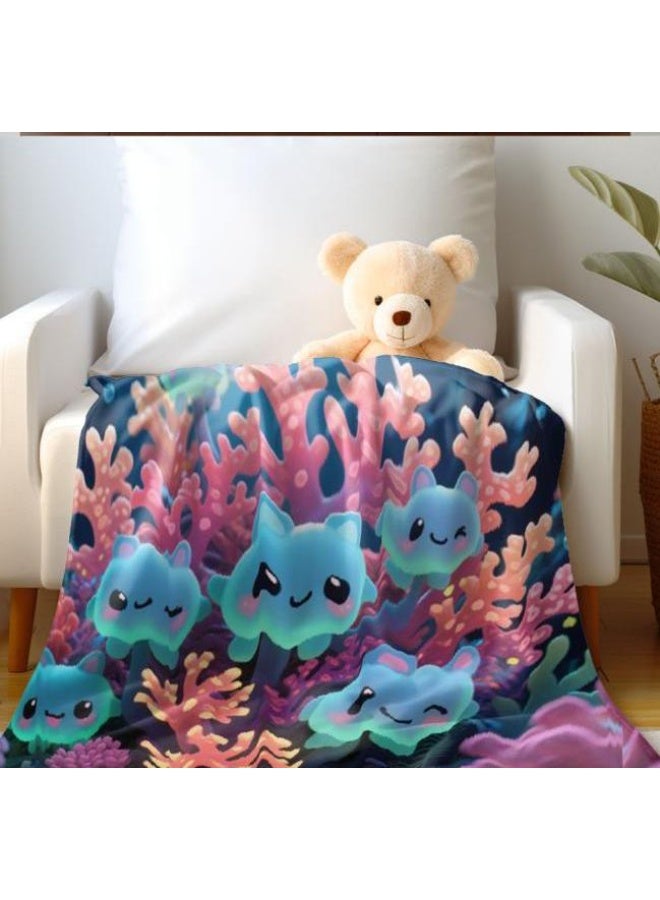 عام بطانية رقيقة من الفانيلا الكرتونية للأطفال والرضع (دافئة ومريحة، ومناسبة للنوم والألعاب) 70 سم * 100 سم