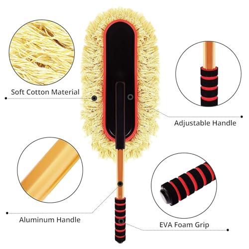QIMIT Car Duster with Telescopic Handle Car Cleaning Tool Super Soft Cotton Wire Cleaning Brush for Dusting Cars Home (Multi) (S4) - Image 5