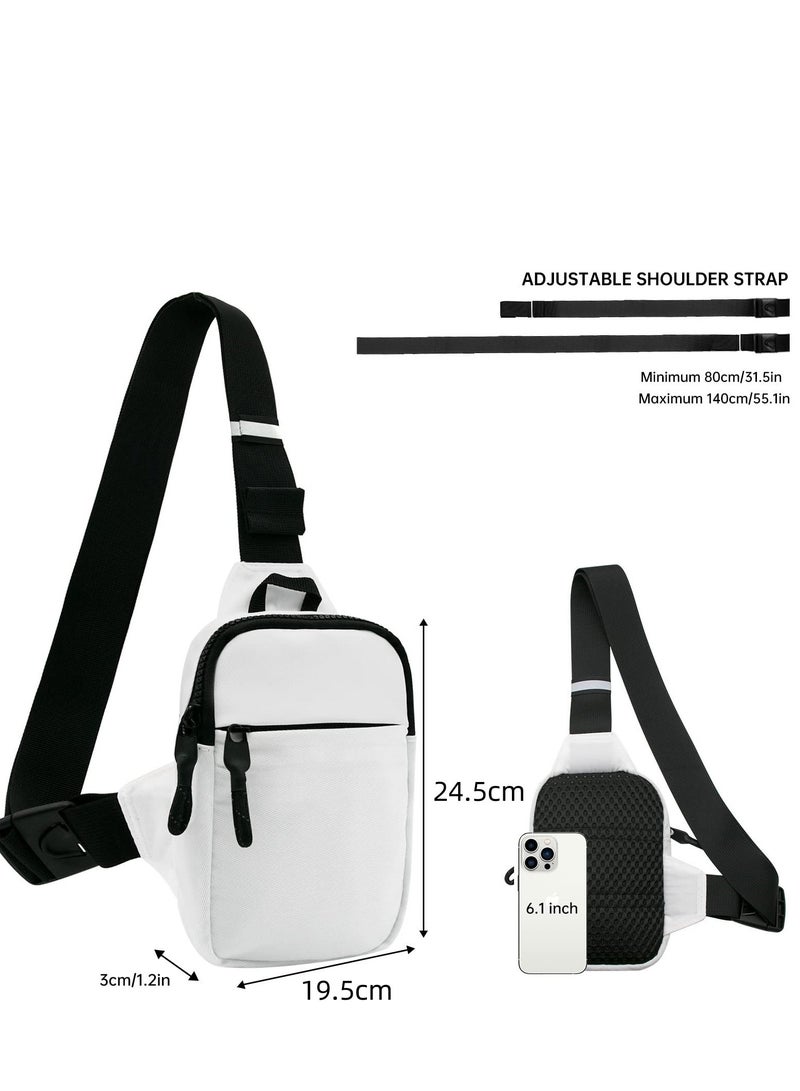 SYOSI Large Sling Bag for Men Waterproof Crossbody Fanny Packs Purses Chest Bags with Adjustable Shoulder Belt for Travel Sport Camping(Large White) - Image 2