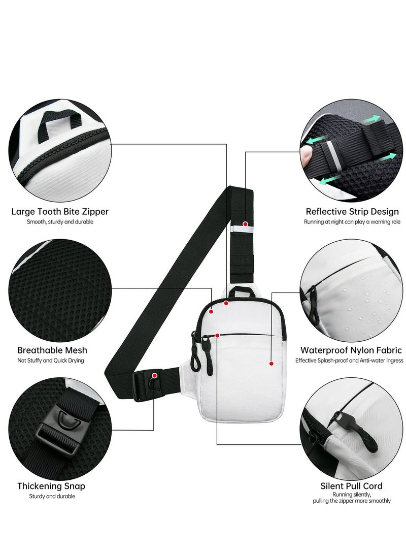 SYOSI Large Sling Bag for Men Waterproof Crossbody Fanny Packs Purses Chest Bags with Adjustable Shoulder Belt for Travel Sport Camping(Large White) - Image 4