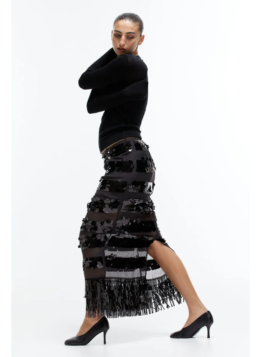 اتش اند ام Long Sequined Skirt