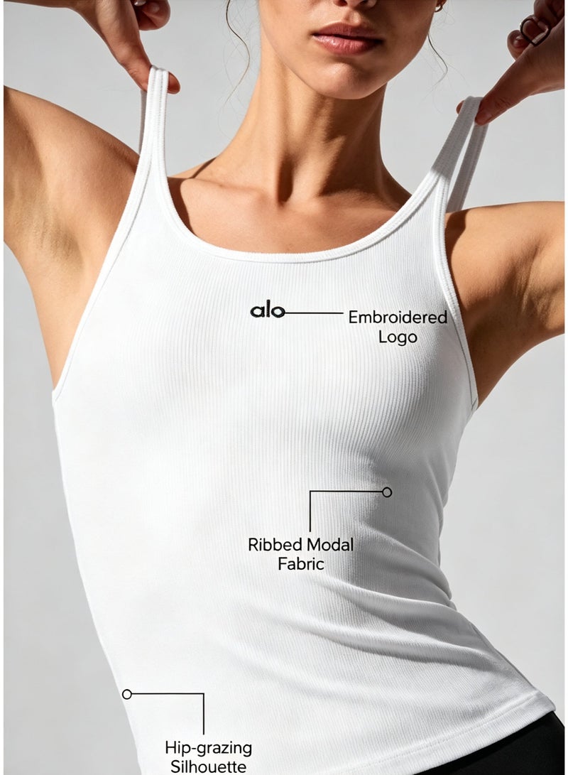 Alo Yoga ALO Solid Color Basic Tank Top - Essential for Daily Slim Fit Layering & Outerwear, Comfortable and Breathable - Image 4