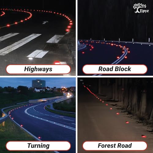 Epyz Solar Road Stud Light Outdoor Waterproof 6 LED Deck Lights for Driveway, Dock, Markers, Step, Staircase Ground, Sidewalk, Yard [ Aluminium Alloy] [ Pack of 2, Red Flashing ] - Image 3