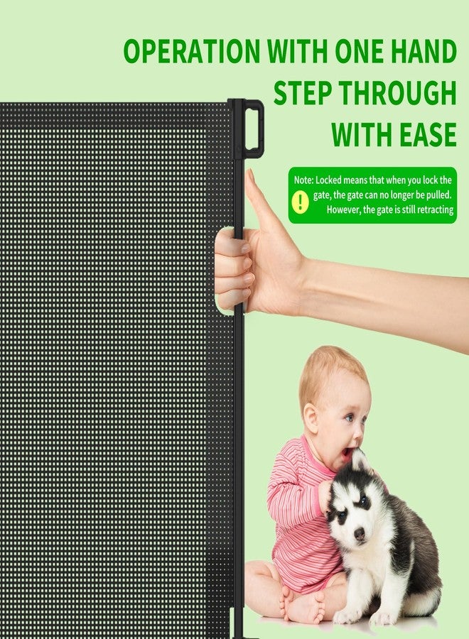 KYXAIN Upgraded Retractable Baby Gate for Stairs, 33"Tall Expands 71"Wide Ideal Safety Solution Dog Gate for Stairs Doorways Hallways Indoor/Outdoor Mesh Baby Gate Retractable Screen Door(Black,86CMx180CM) - Image 4