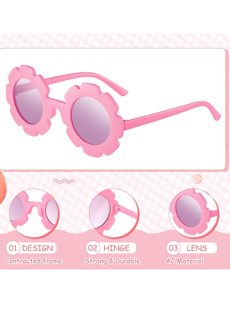 SOLARAE Kids Round Flower Sunglasses Girls Flower Shaped Sunglasses Cute Outdoor Sunglasses Beach Eyewear for Kids 6 Pairs - Image 4