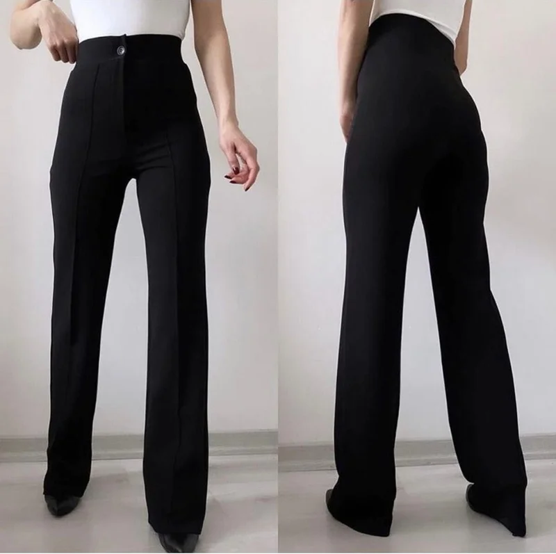 Ceyss Design Women's Brown Crepe Fabric Lycra Front Chest Flared Leg Palazzo Trousers