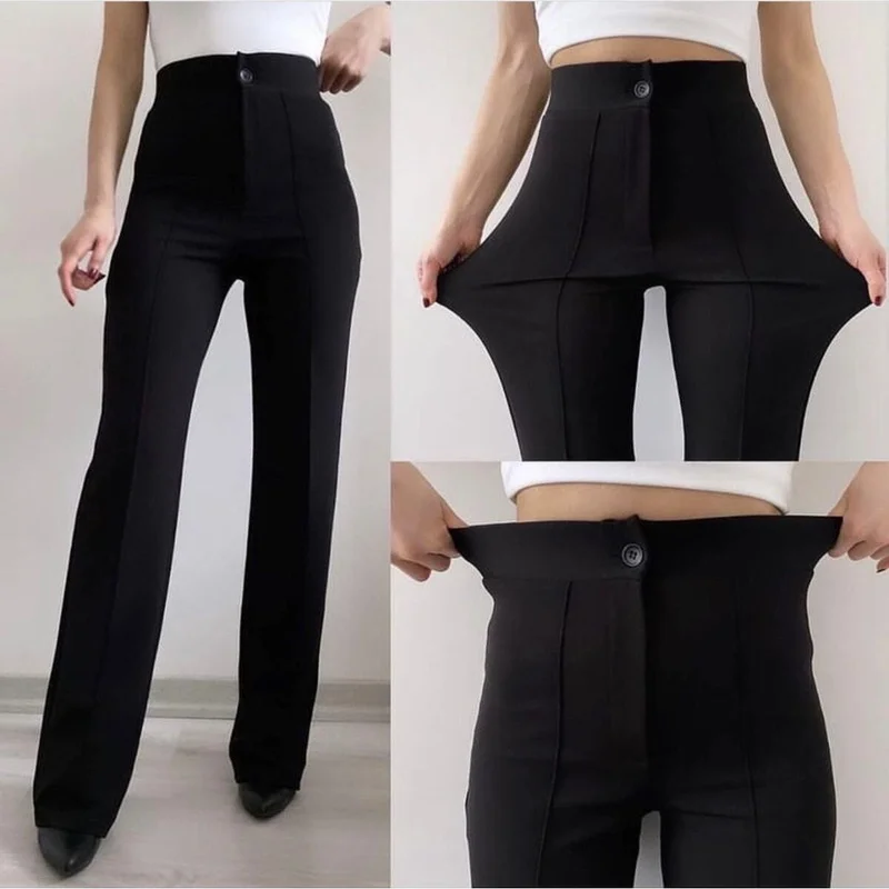 Ceyss Design Women's Brown Crepe Fabric Lycra Front Chest Flared Leg Palazzo Trousers