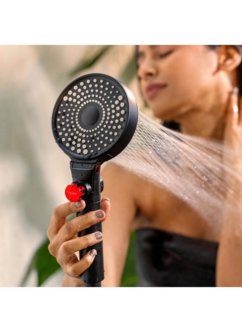 MILA Flowflex Hand Shower MBHB0206BK Hand Shower With Double Sided Water Outlet Multi Function PP cotton filter Matt Black Finish 3 Function Filter Hose 15 metres