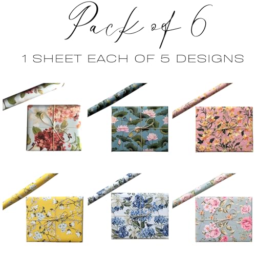 Aakar Pack of 6 Multicolor Floral Gift Wrapping Paper Sheets | 29 x 19 Inches | Matt Finish | 90 GSM Sheets | Ideal for Home Decor, Birthday, Wedding, Anniversary, Christmas & Festive Occasions (Florals) - Image 5