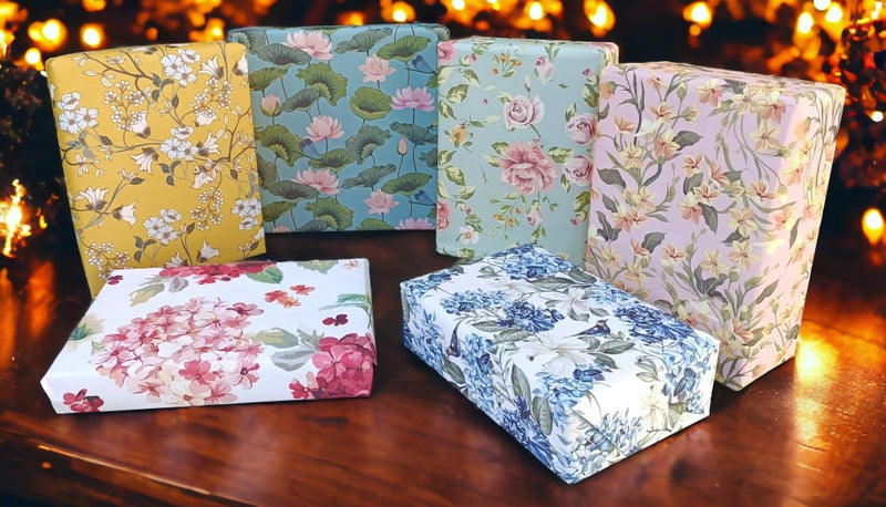 Aakar Pack of 6 Multicolor Floral Gift Wrapping Paper Sheets | 29 x 19 Inches | Matt Finish | 90 GSM Sheets | Ideal for Home Decor, Birthday, Wedding, Anniversary, Christmas & Festive Occasions (Florals) - Image 4