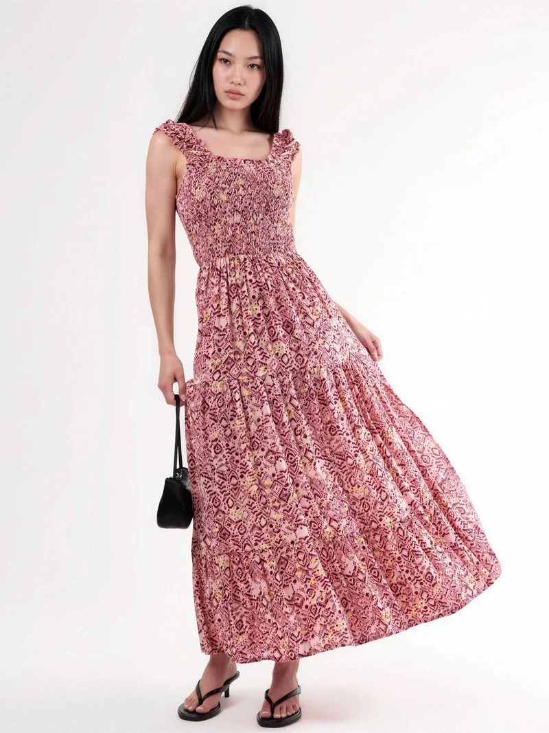 Busem BUSEM Paisley Print Maxi Dress with Square Collar