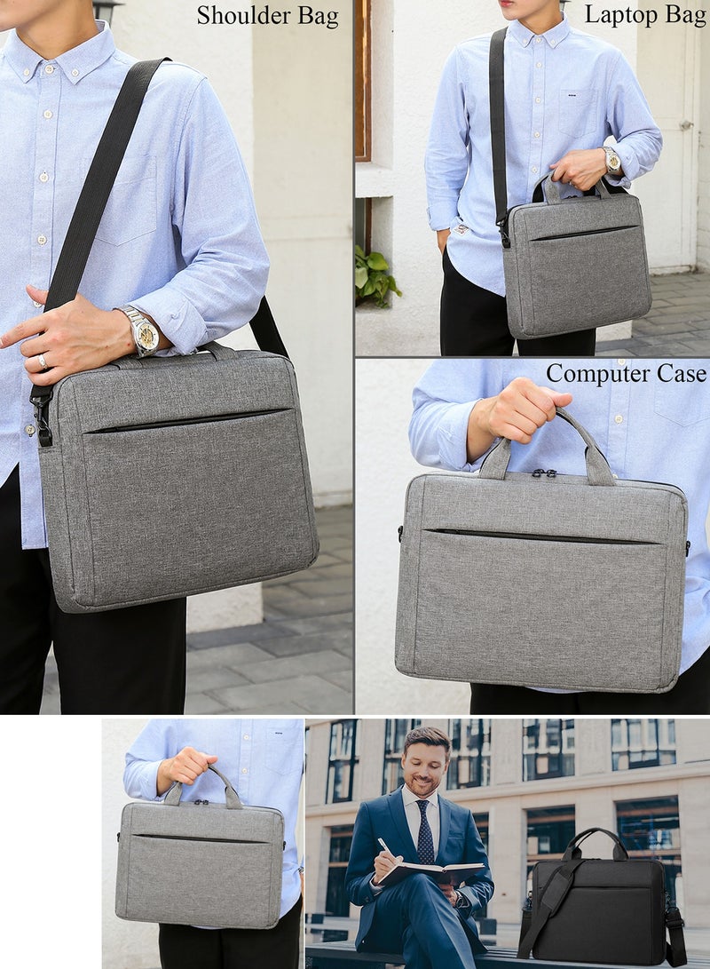 Qiccijoo Laptop Bag Computer Cases 15.6 Inch Briefcase for Men Women Laptop Case Shoulder Bag with Strap Computer Bag Messenger Bag for Travel/Business(Grey) - Image 4