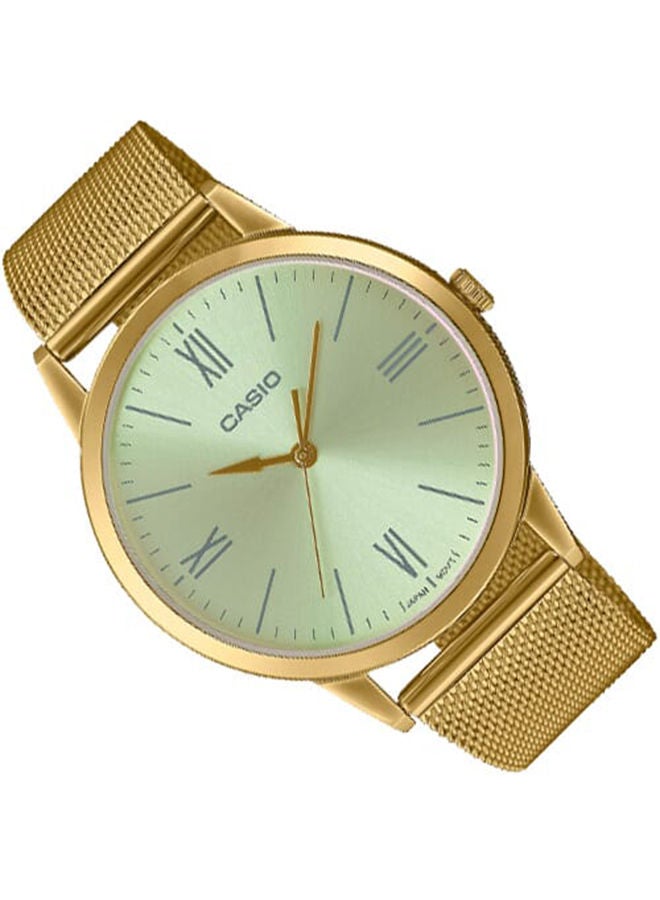 CASIO Men Watch Analog Silver Dial Stainless Steel Mesh Gold Ion Plated Band And Case MTP-E600MG-9BDF - Image 2