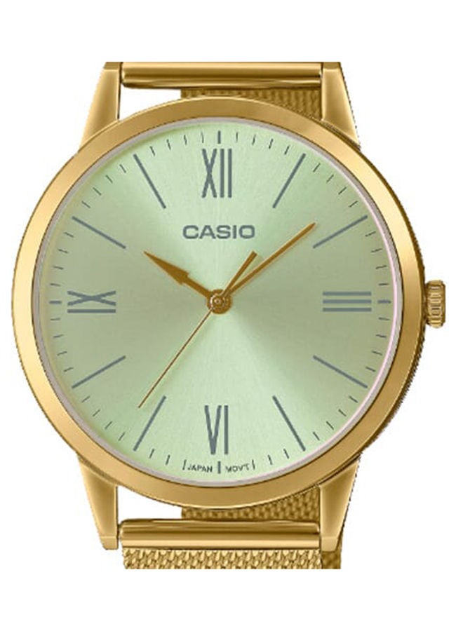 CASIO Men Watch Analog Silver Dial Stainless Steel Mesh Gold Ion Plated Band And Case MTP-E600MG-9BDF - Image 3