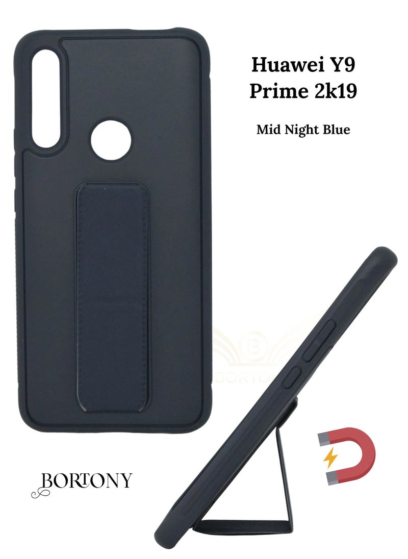 BORTONY Y9 Prime 2019 Case, Fully Covered With Finger Grip Stand Holder Anti Slip Shockproof Protective Case Cover For Huawei Y9 Prime 2019  - Image 1