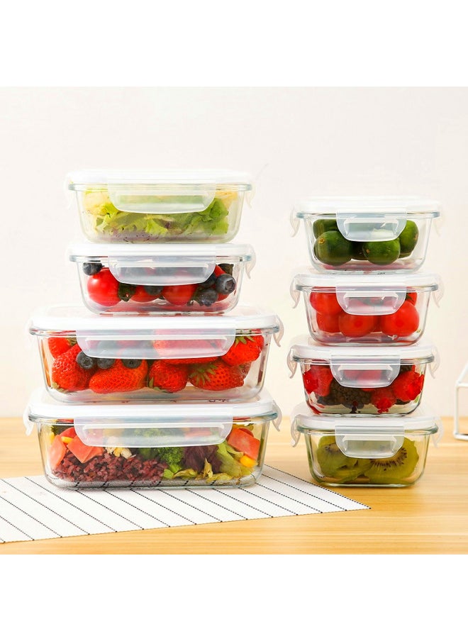 Generic - Glass Lunch Box Large Capacity Lunch Box Office Staff Lunch Box Microwave Oven With Lid Set Refrigerator Sealed Fresh-keeping Rice Bowl-Specifications:Long 980ml Two-compartment With Fork Spoon-Color:Blue - Image 1