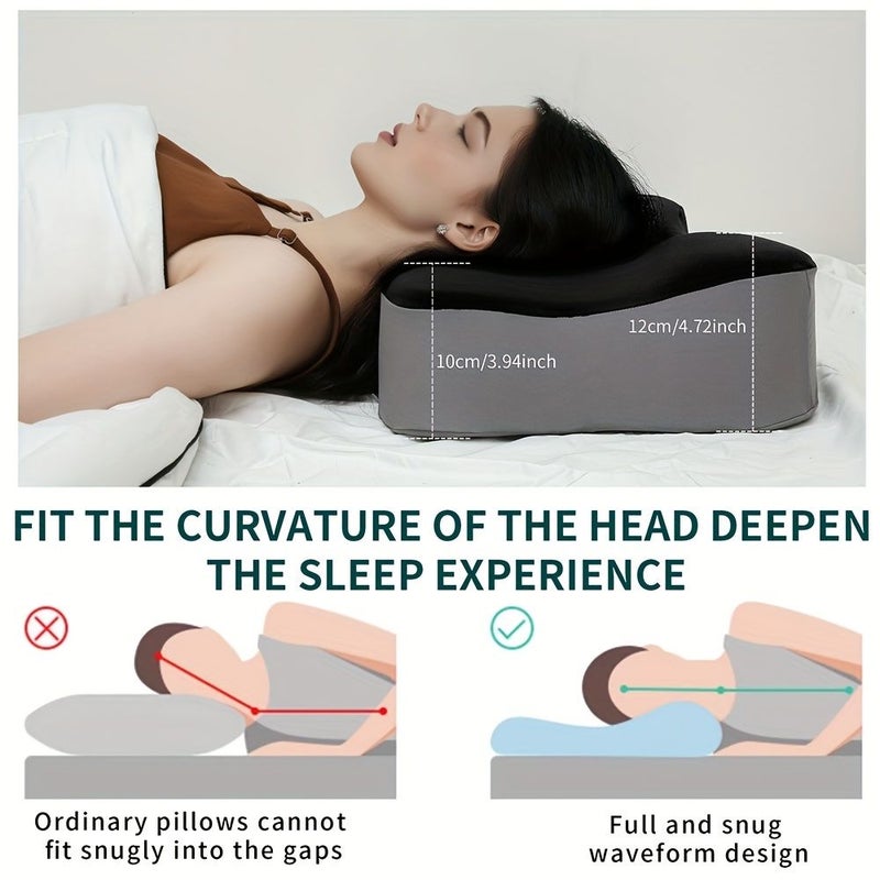 Black Double Sided Neck Support Pillow Cooling Breathable Machine Washable for Side and Back Sleepers Dorm Home Office Versatile Pillow - Image 4