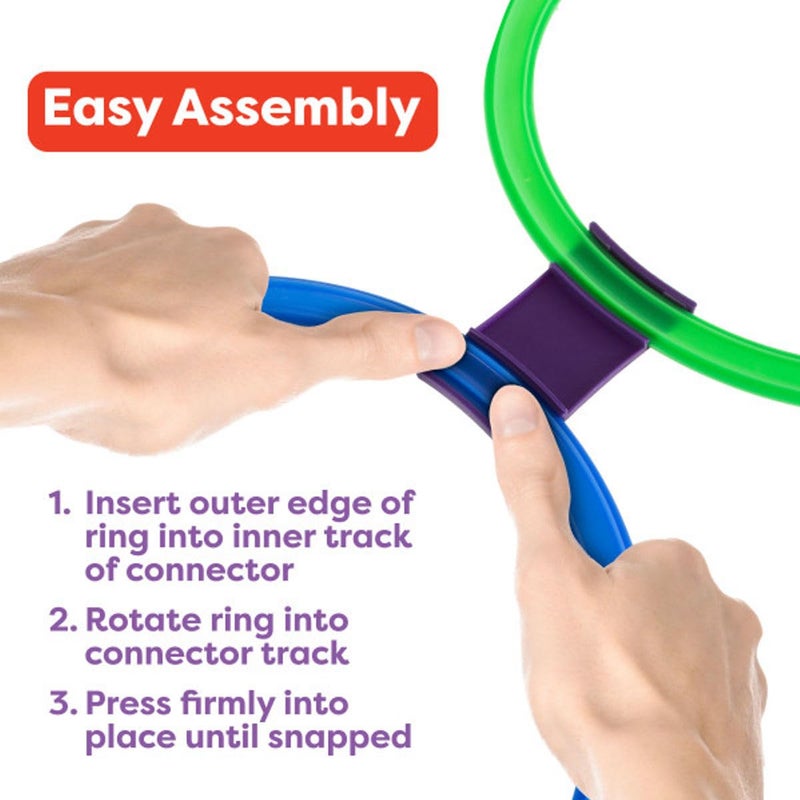 HEY! PLAY! Hopscotch Rings Game - Ten 11-Inch Plastic Rings and 15 Connectors for Indoor and Outdoor Use - Play Set for Girls and Boys (Multicolored) - Image 3