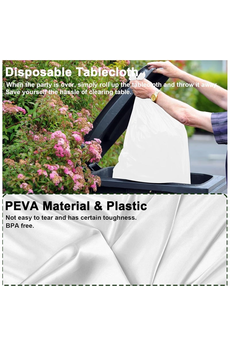 DELGREEN 3 Pcs Disposable Table Cloth , 137 x 274cm Table Cloths for Parties, Decorative Tablecloths for Rectangle Tables, White Plastic Table Cover, Leakproof and Sturdy - Image 3