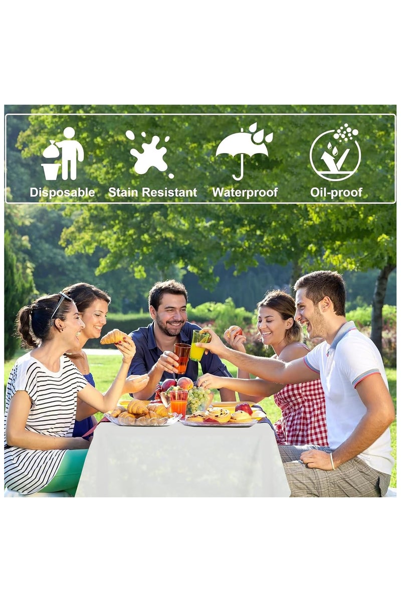 DELGREEN 3 Pcs Disposable Table Cloth , 137 x 274cm Table Cloths for Parties, Decorative Tablecloths for Rectangle Tables, White Plastic Table Cover, Leakproof and Sturdy - Image 5