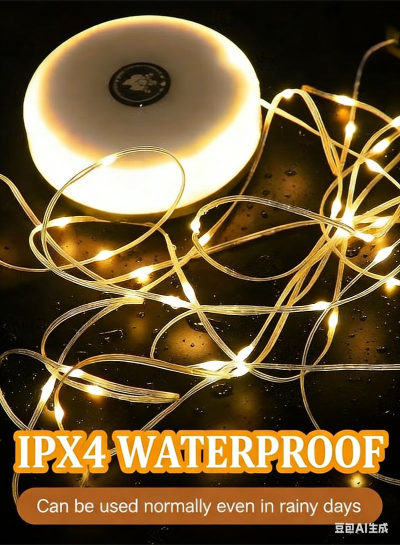 Bukela Rechargeable 8 Modes Camping Light Camping String Lights, 10M 8 in 1 Outdoor Professional Waterproof Sandstorm-proof Portable String Light with 2000mah Tent Decoration Fairy Lights Warm for Camping Enthusiast - Image 4