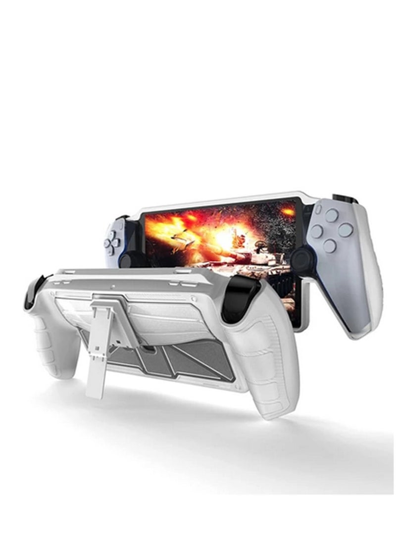 Protective Case for Playstation Portal Remote Player Soft TPU Case Cover with Kickstand Handheld Game Console Accessories (White) - Image 2