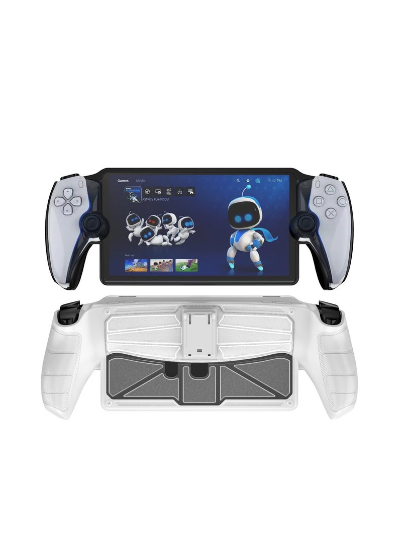 Protective Case for Playstation Portal Remote Player Soft TPU Case Cover with Kickstand Handheld Game Console Accessories (White) - Image 1