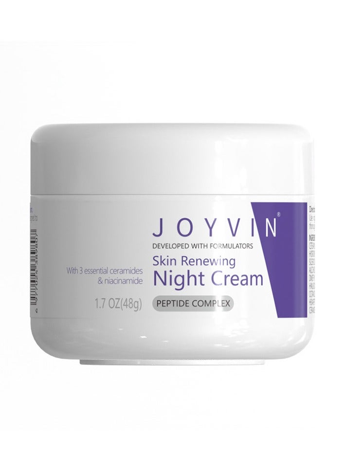 Joyvin Skin Renewing Night Cream, Peptide Moisturiser for Dry & Sensitive Skin, Anti Wrinkle Night Face Cream with Hyaluronic&Niacinamide for Korean Glass Skin - Image 1