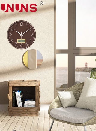 Quartz Wall Clock,12Inch Decorative Modern Mute Wall Clock Date Display,Brown - view 5