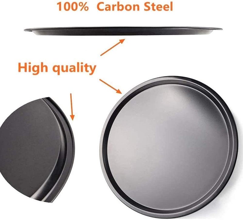 Black Olive Pizza Baking Tray | Carbon Steel Non-Stick Bakeware | Round Shape Plate | Cake Pizza Pan Baking Mould Used in Microwave Oven, OTG | Baking Tool | Black - Image 5