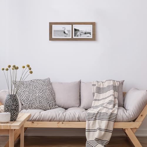 UMICAL 4x6 Picture Frame 2-Opening Solid Wood Collage Picture Frames Vintage Style Distressed Photo Frames with Real Glass for Table Top Stand or Wall Hanging - Image 2