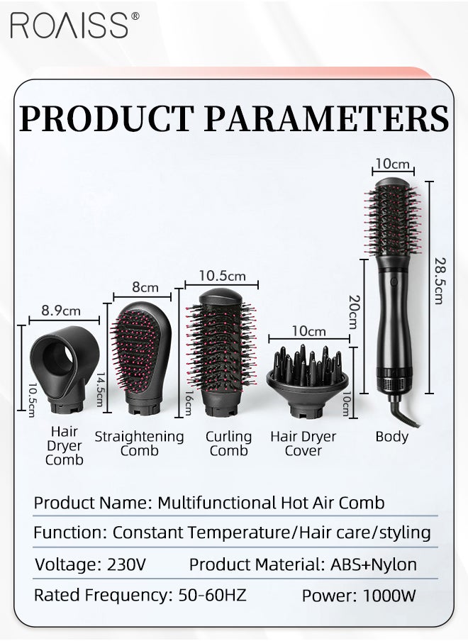 roaiss - 4-in-1 Multifunctional Hair Dryer Brush, 3 Levels of Hot and Cold Control, Multiple Noise Reduction Designs, High-power Negative Ion Hot Air Comb, Suitable for All Styles - Image 1