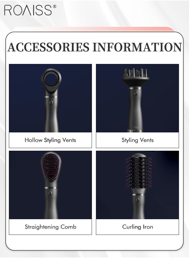roaiss - 4-in-1 Multifunctional Hair Dryer Brush, 3 Levels of Hot and Cold Control, Multiple Noise Reduction Designs, High-power Negative Ion Hot Air Comb, Suitable for All Styles - Image 1